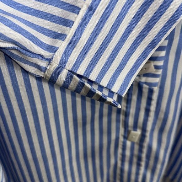 Soft Surroundings 1X On Pointe Palace Blue White Striped Button Details Tunic - Picture 15 of 16